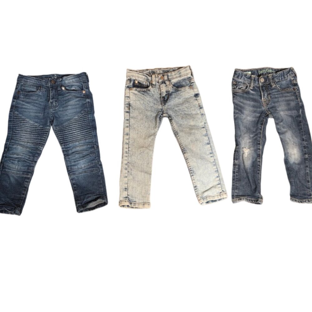 Lot 3Pair Toddler Boys Denim Moto/Skinny Jeans Steve's Jeans (2T) Baby Gap (3T)